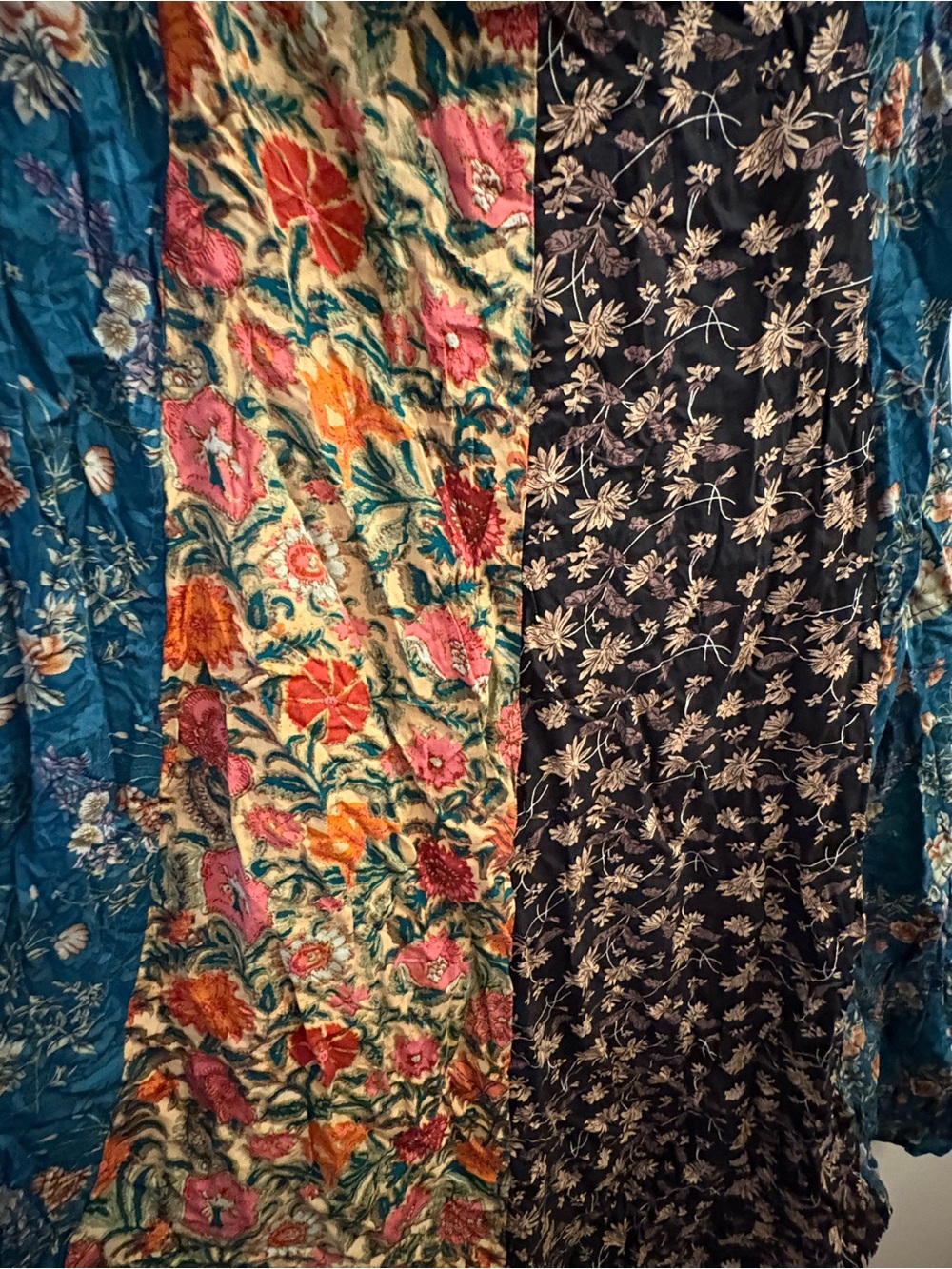 NATURAL LIFE Patchwork Floral Maxi Skirt in Black, Teal & Multicolor - Picture 4 of 4